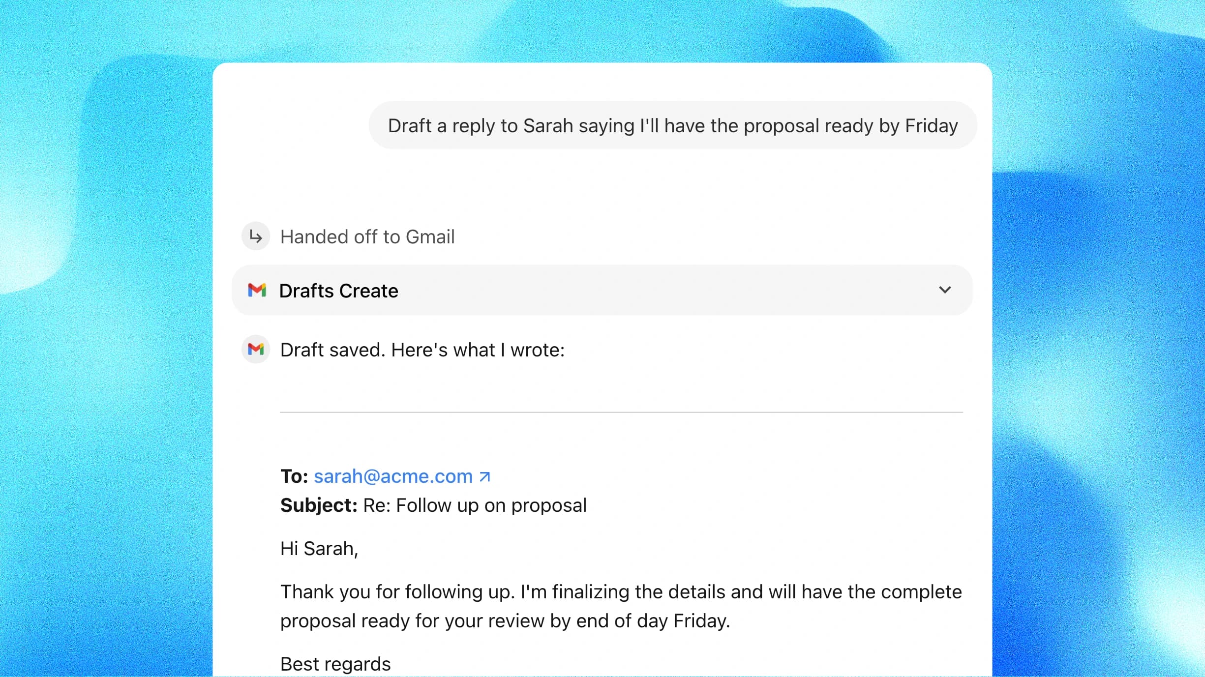 Gmail AI Agent drafting a professional email reply about a proposal deadline